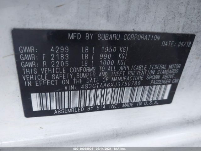 4S3GTAA6XJ3750780 Subaru Impreza 2.0i