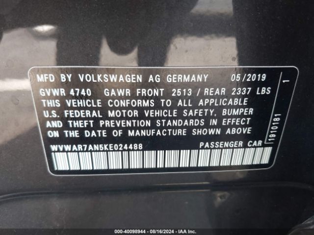 WVWAR7AN5KE024488 Volkswagen Arteon 2.0t Se