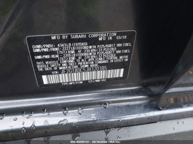JF2GTADC5JH320385 Subaru Crosstrek 2.0i Premium