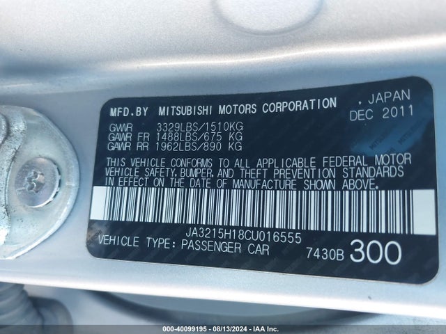 2012 MITSUBISHI I-MIEV JA3215H18CU016555 Photo 8