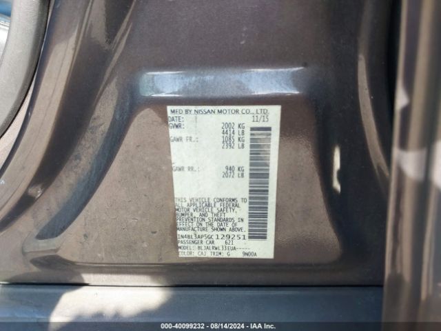 1N4BL3AP5GC129251 Nissan Altima 3.5 Sl/3.5 Sr