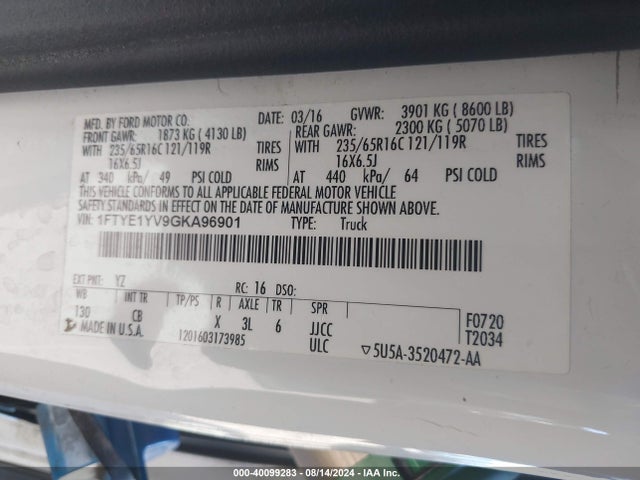 Ford Transit-150 2016 1FTYE1YV9GKA96901 Image 9