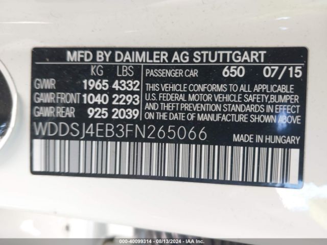 WDDSJ4EB3FN265066 Mercedes-Benz CLA 250