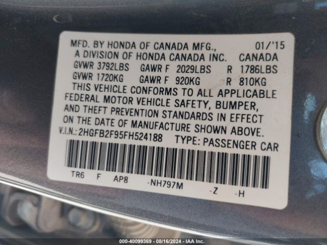 2HGFB2F95FH524188 Honda Civic Ex-l