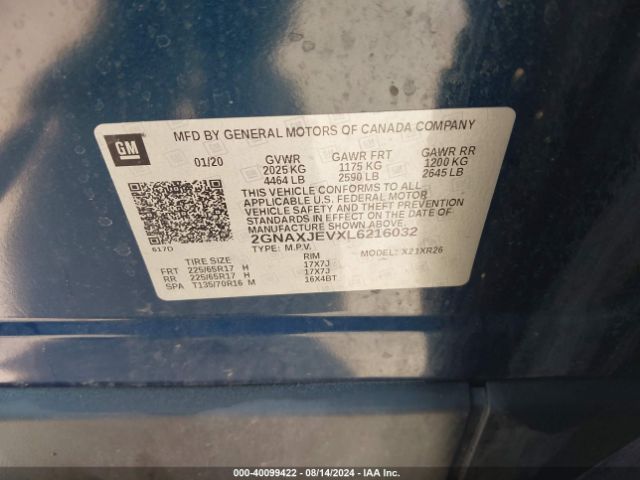 2020 CHEVROLET EQUINOX 2GNAXJEVXL6216032 Photo 8