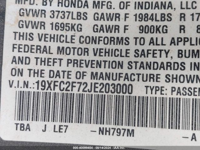 19XFC2F72JE203000 Honda CIVIC EX