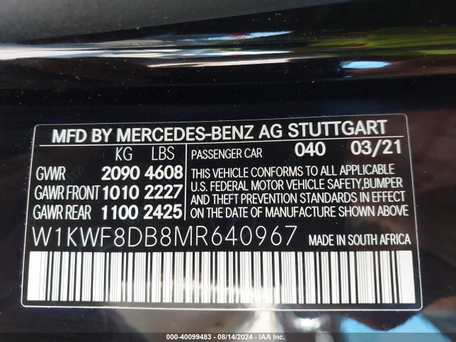 W1KWF8DB8MR640967 Mercedes-Benz C 300 Sedan