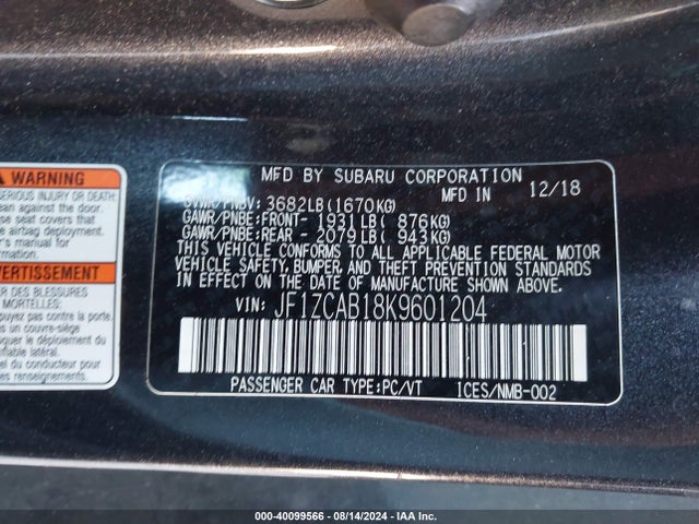 Subaru Brz Premium 2019 JF1ZCAB18K9601204 Image 8