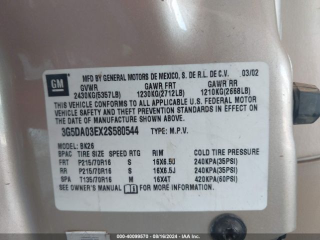 2002 BUICK RENDEZVOUS 3G5DA03EX2S580544 Photo 8