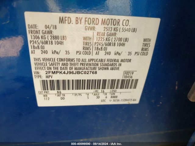 2FMPK4J96JBC02768 Ford EDGE SEL