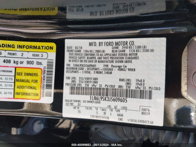 1LN6L9SK3J5609605 Lincoln Continental Select