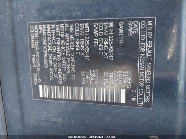 KNMAT2MTXGP653903 Nissan ROGUE S