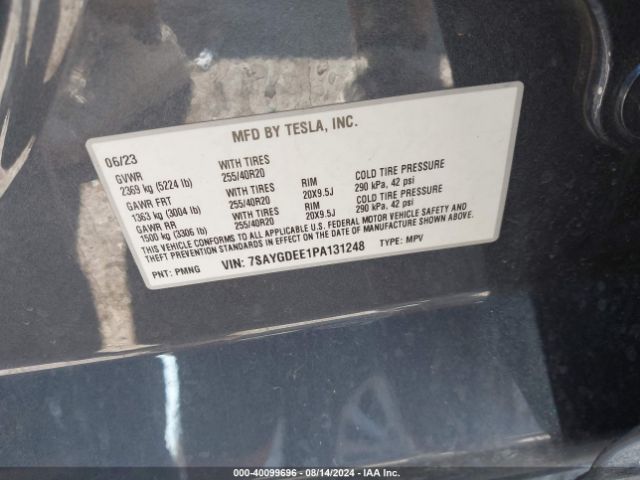 7SAYGDEE1PA131248 Tesla Model Y