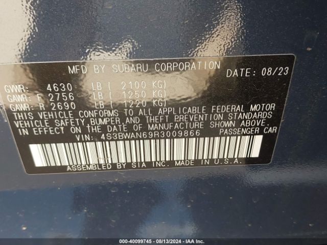 4S3BWAN69R3009866 Subaru Legacy Limited