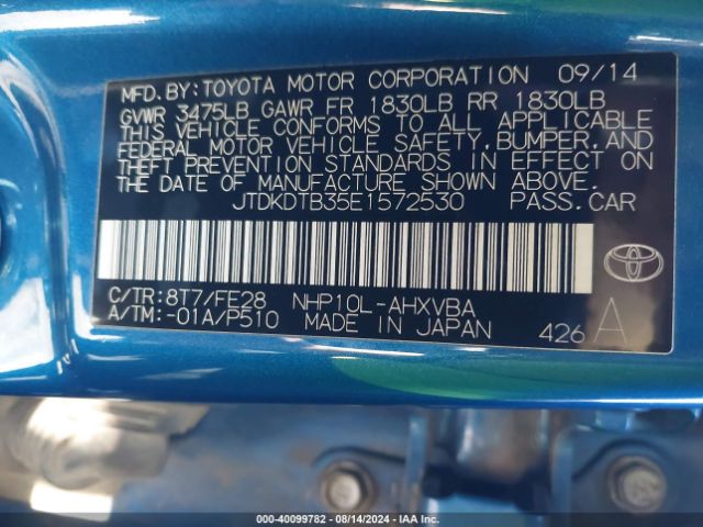 JTDKDTB35E1572530 Toyota Prius C One