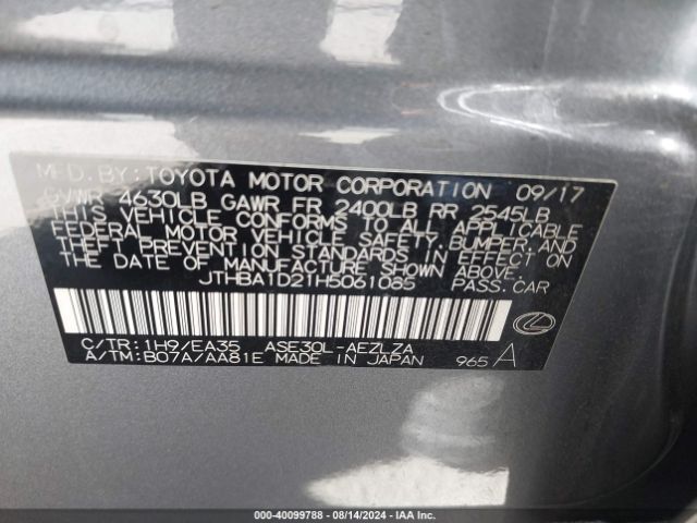 JTHBA1D21H5061085 Lexus IS 200T