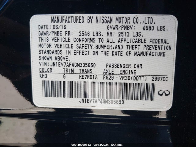 JN1EV7AP4GM305650 Infiniti Q50 3.0t Premium