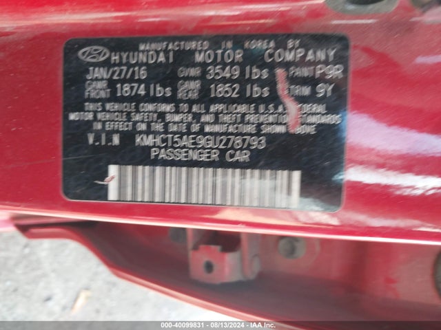 Hyundai ACCENT SE 2016 KMHCT5AE9GU278793 Image 9