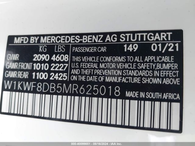 W1KWF8DB5MR625018 Mercedes-Benz C 300 Sedan