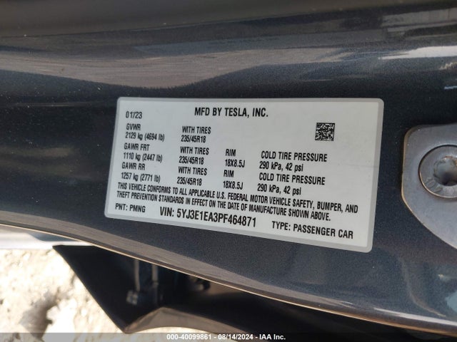 2023 TESLA MODEL 3 5YJ3E1EA3PF464871 Photo 8