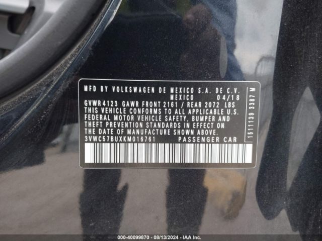 3VWC57BUXKM016761 Volkswagen Jetta 1.4t R-line/1.4t S/1.4t Se