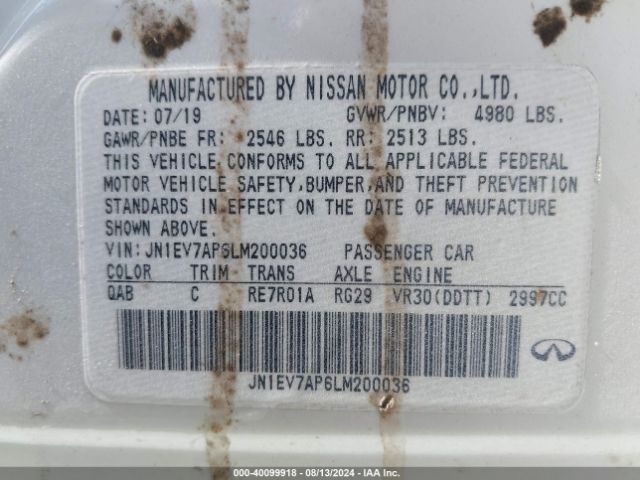 JN1EV7AP6LM200036 Infiniti Q50 LUXE