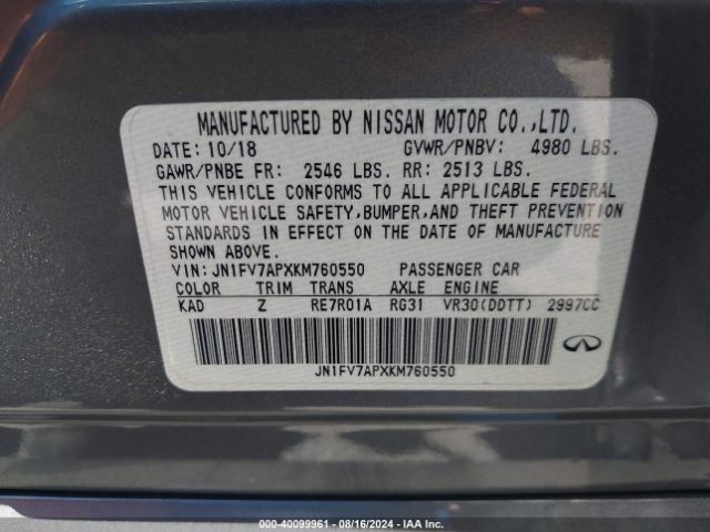 JN1FV7APXKM760550 Infiniti Q50 3.0t Red Sport 400