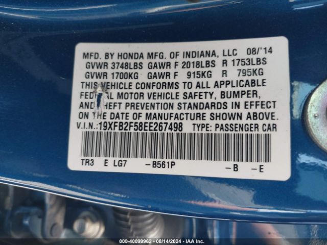 19XFB2F58EE267498 Honda Civic Lx