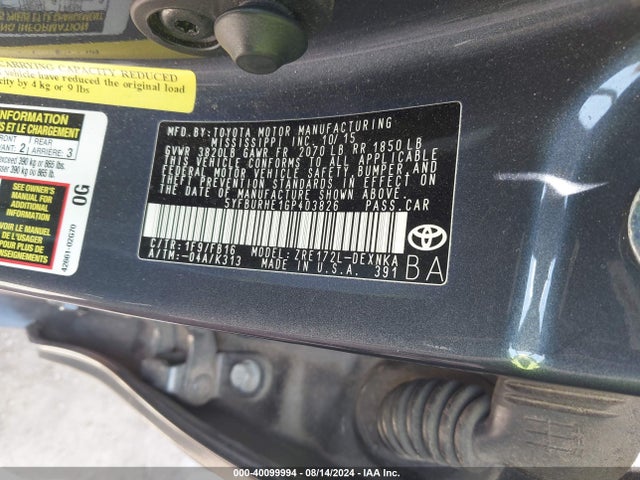 Toyota COROLLA LE 2016 5YFBURHE1GP403826 Image 9