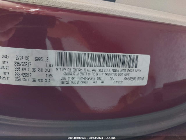 Chrysler Pacifica Touring 2017 2C4RC1DG2HR552340 Image 9
