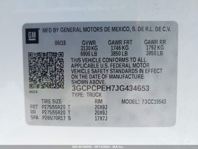 3GCPCPEH7JG434653 Chevrolet Silverado 1500 Custom