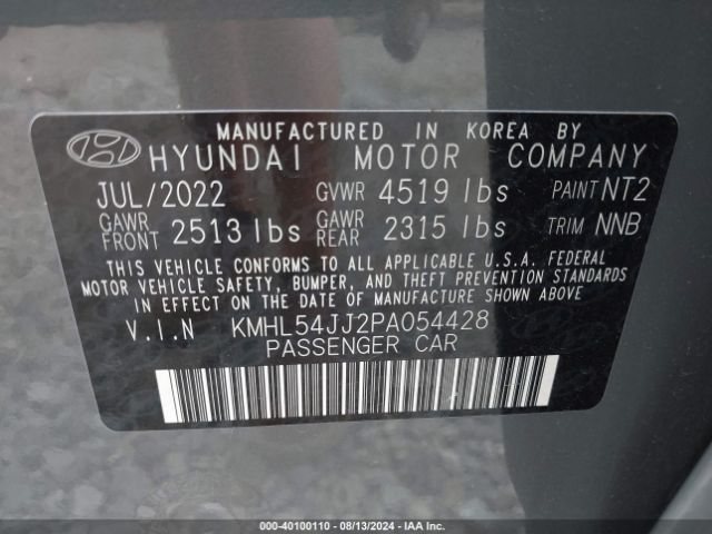 KMHL54JJ2PA054428 Hyundai Sonata Hybrid Limited