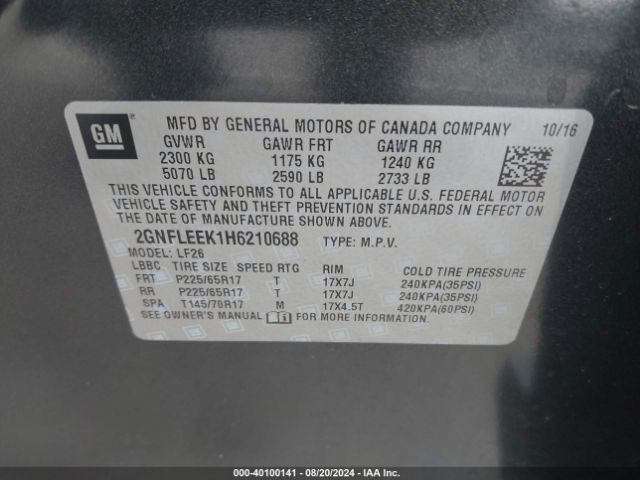2GNFLEEK1H6210688 Chevrolet EQUINOX LS