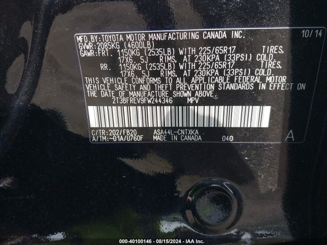 Toyota RAV4 LE 2015 2T3BFREV9FW244346 Image 9
