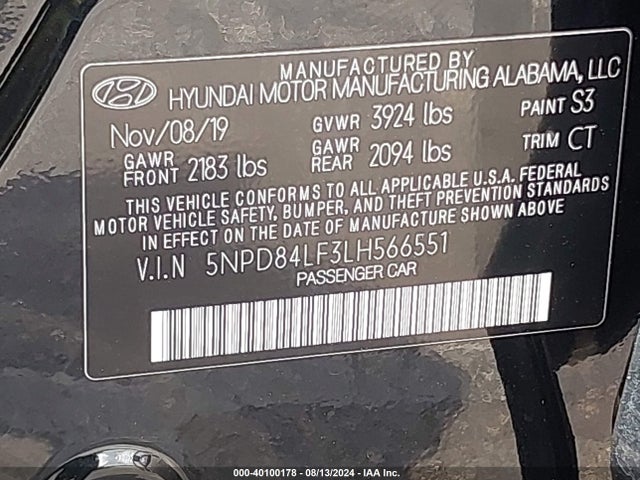 Hyundai ELANTRA SEL 2020 5NPD84LF3LH566551 Image 9