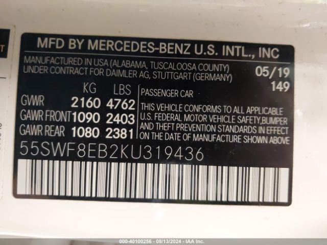 55SWF8EB2KU319436 Mercedes-Benz C 300 4matic