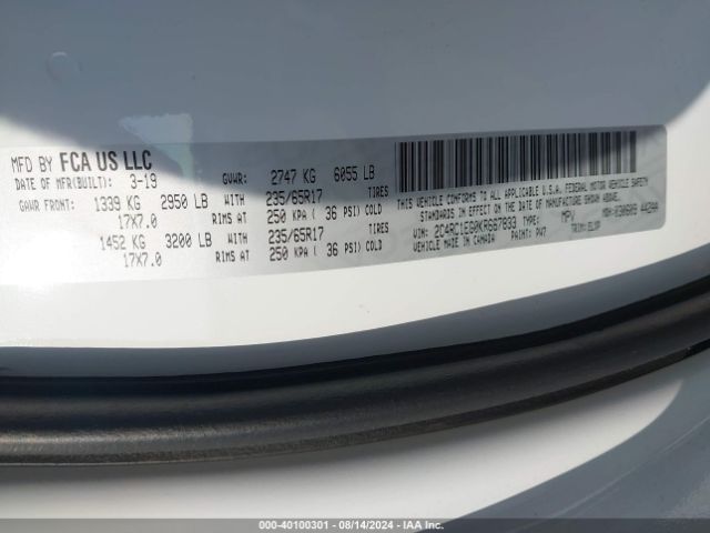 2C4RC1EG0KR667833 Chrysler Pacifica Touring L Plus