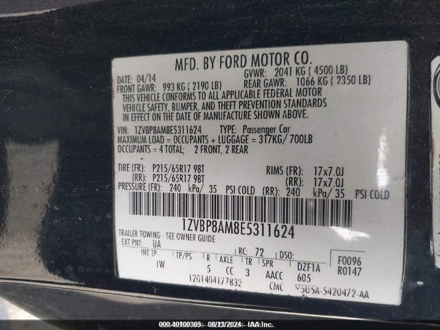 1ZVBP8AM8E5311624 Ford Mustang V6