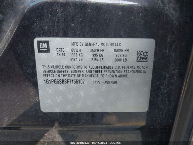 1G1PG5SB8F7156107 Chevrolet CRUZE LTZ