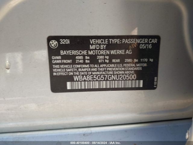 WBA8E5G57GNU20500 BMW 320i Xdrive