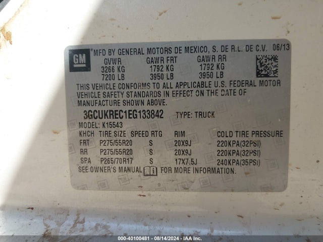 3GCUKREC1EG133842 Chevrolet Silverado 1500 1lt