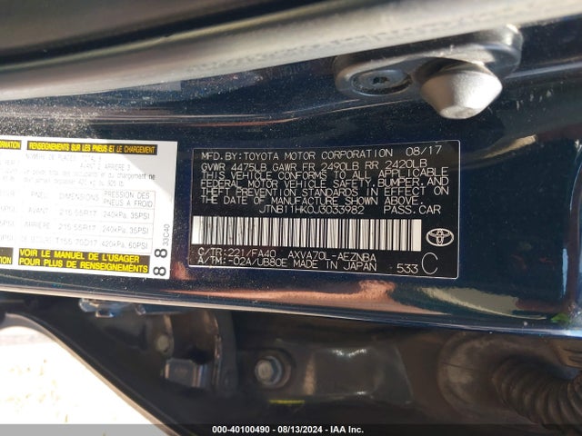 Toyota CAMRY LE 2018 JTNB11HK0J3033982 Image 9