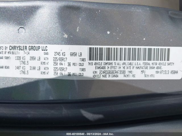 2C4RDGBG8ER473589 Dodge Grand Caravan American Value Pkg