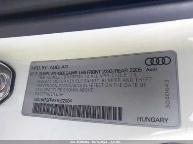WAUA7GFF9G1022004 Audi A3 1.8t Premium