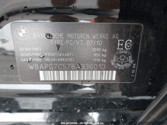 2011 BMW 3 SERIES WBAPG7C57BA936010 Photo 8