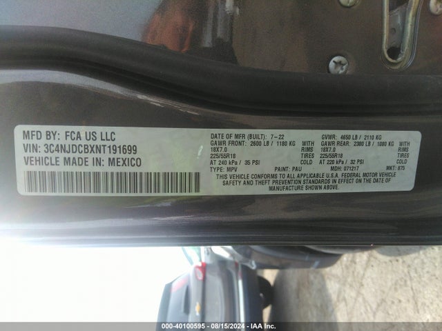Jeep Compass Limited 4x4 2022 3C4NJDCBXNT191699 Image 9