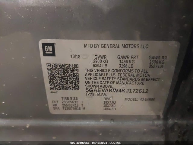 5GAEVAKW4KJ172612 Buick Enclave Awd Essence