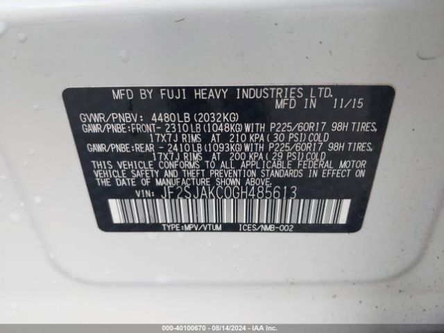 JF2SJAKC0GH485613 Subaru Forester 2.5i Limited