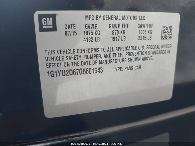Chevrolet Corvette Z06 2016 1G1YU2D67G5601543 Image 9