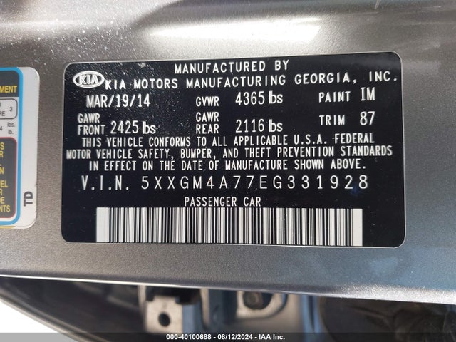 KIA Optima Lx 2014 5XXGM4A77EG331928 Image 9